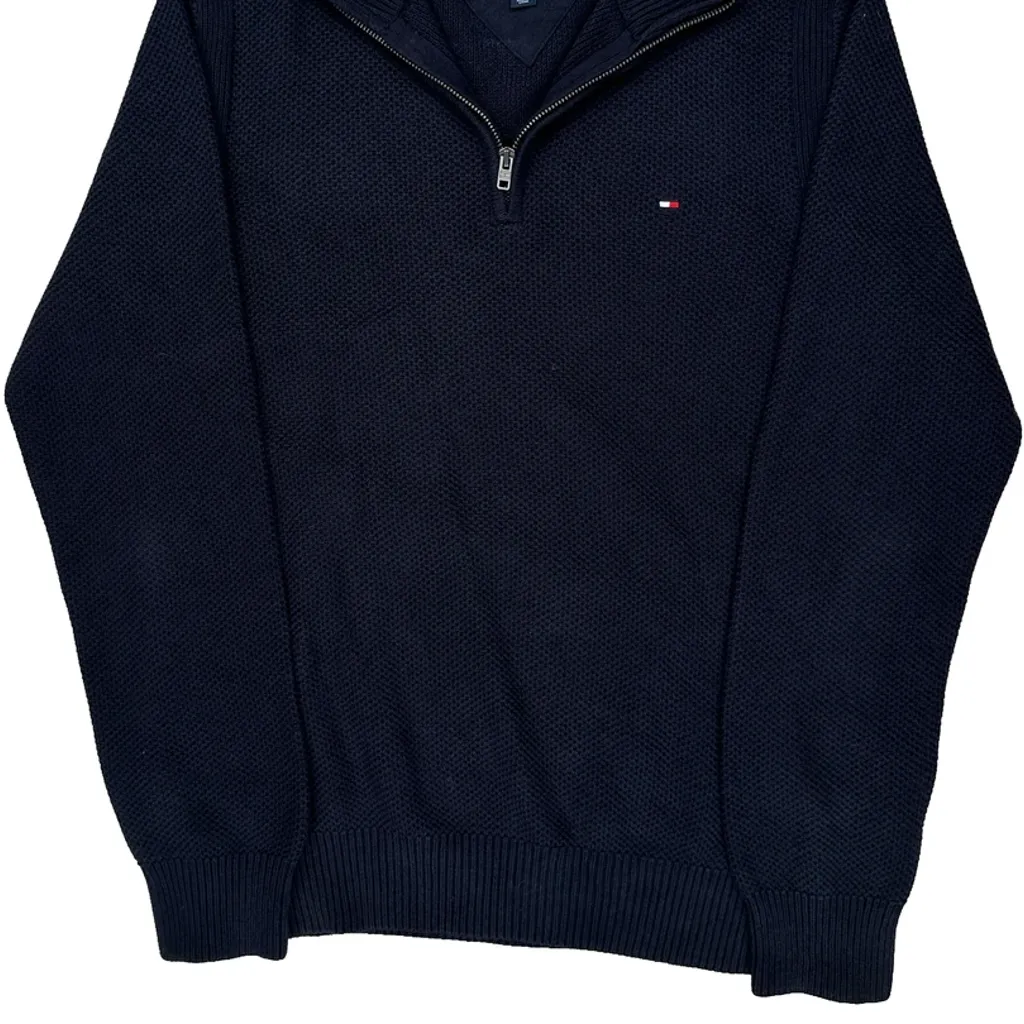 Tommy Hilfiger 1/4 Zip - Large Navy Cotton - Image 5