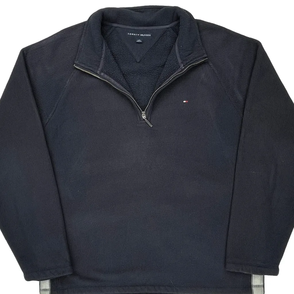 Tommy Hilfiger 1/4 Zip - Large Navy Cotton - Image 4