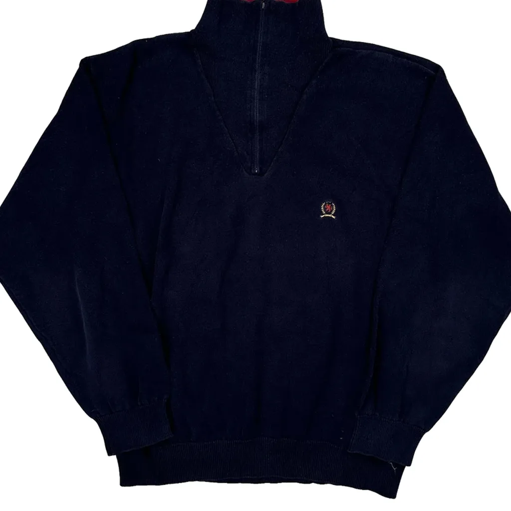 Tommy Hilfiger 1/4 Zip - Large Navy Cotton - Image 6