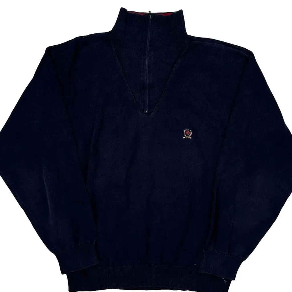 Tommy Hilfiger 1/4 Zip - Large Navy Cotton - Image 7