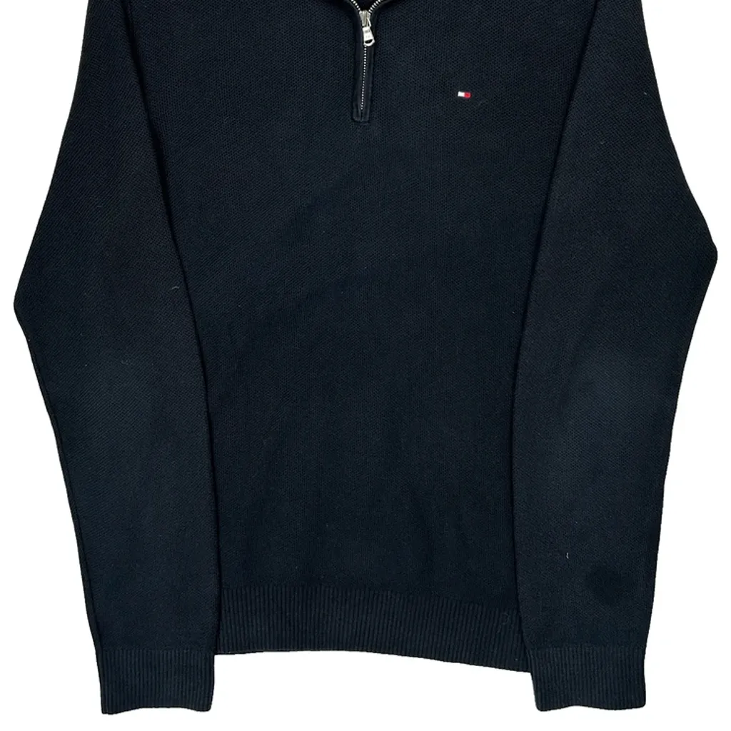 Tommy Hilfiger 1/4 Zip - Large Navy Cotton - Image 4