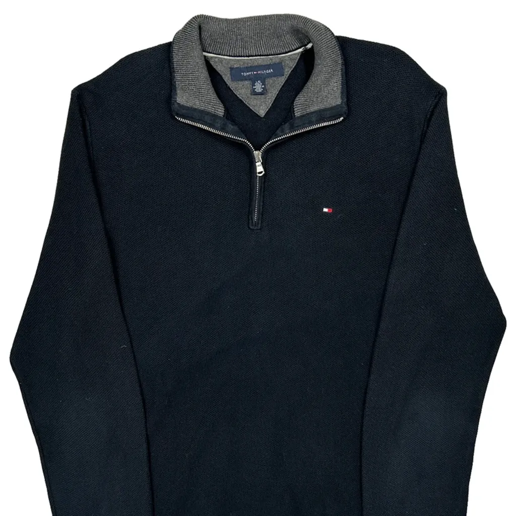Tommy Hilfiger 1/4 Zip - Large Navy Cotton - Image 5