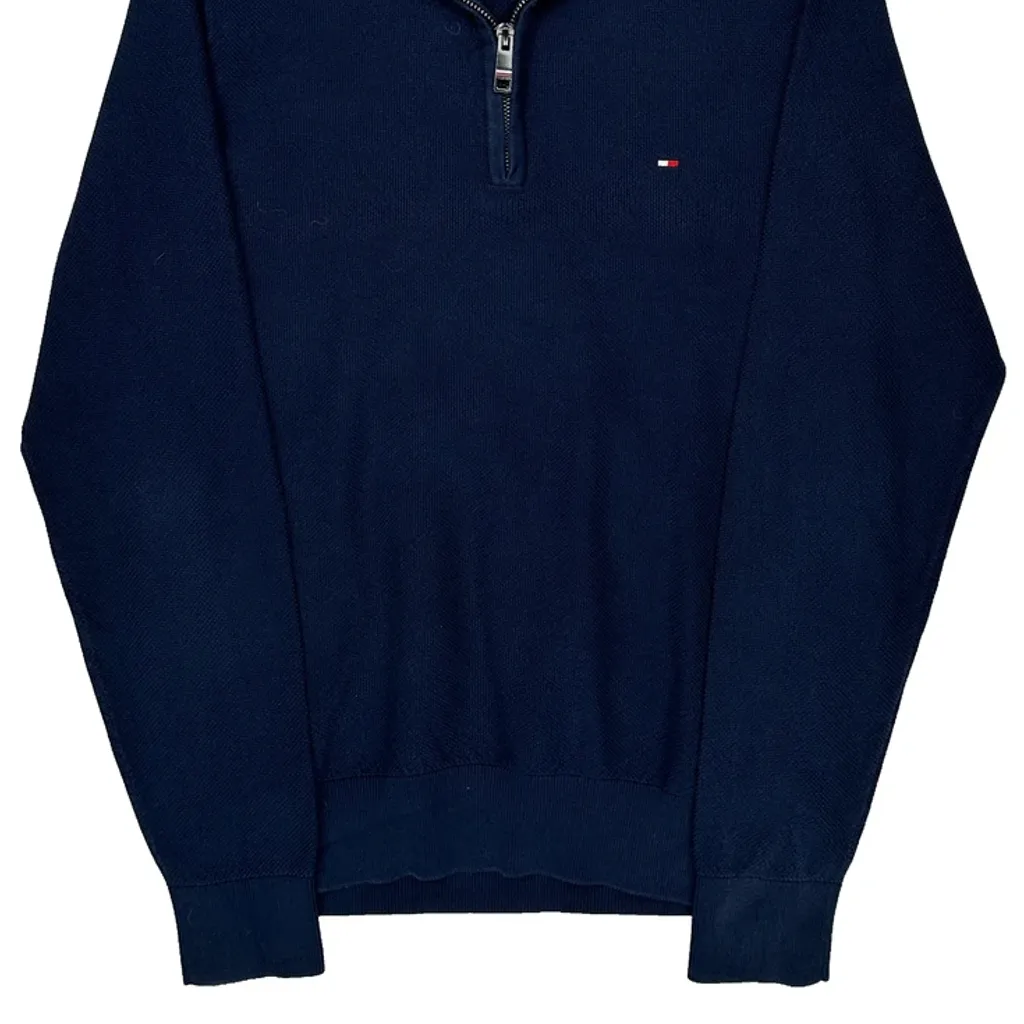 Tommy Hilfiger 1/4 Zip - Medium Navy Cotton - Image 5