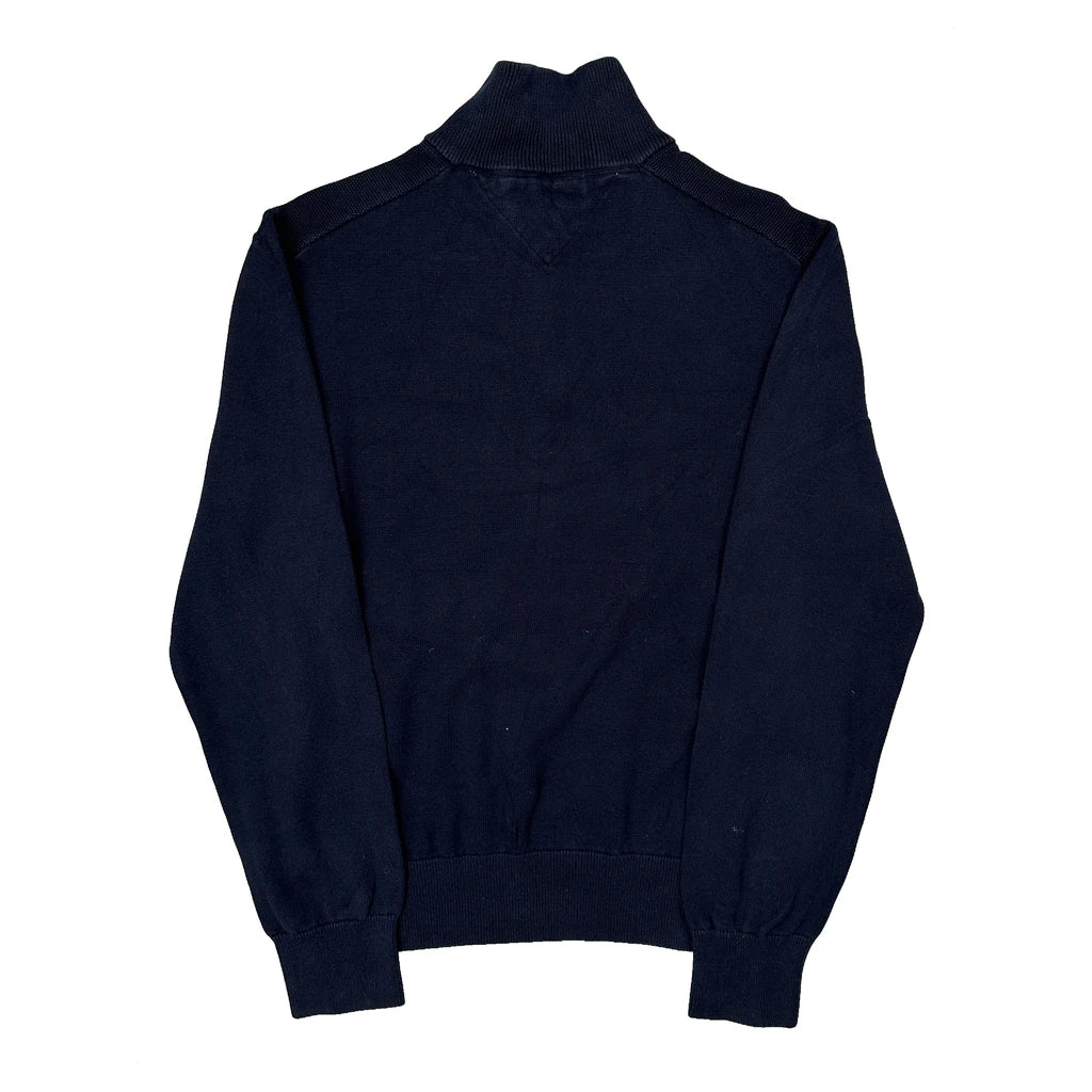 Tommy Hilfiger 1/4 Zip - Medium Navy Cotton - Image 2