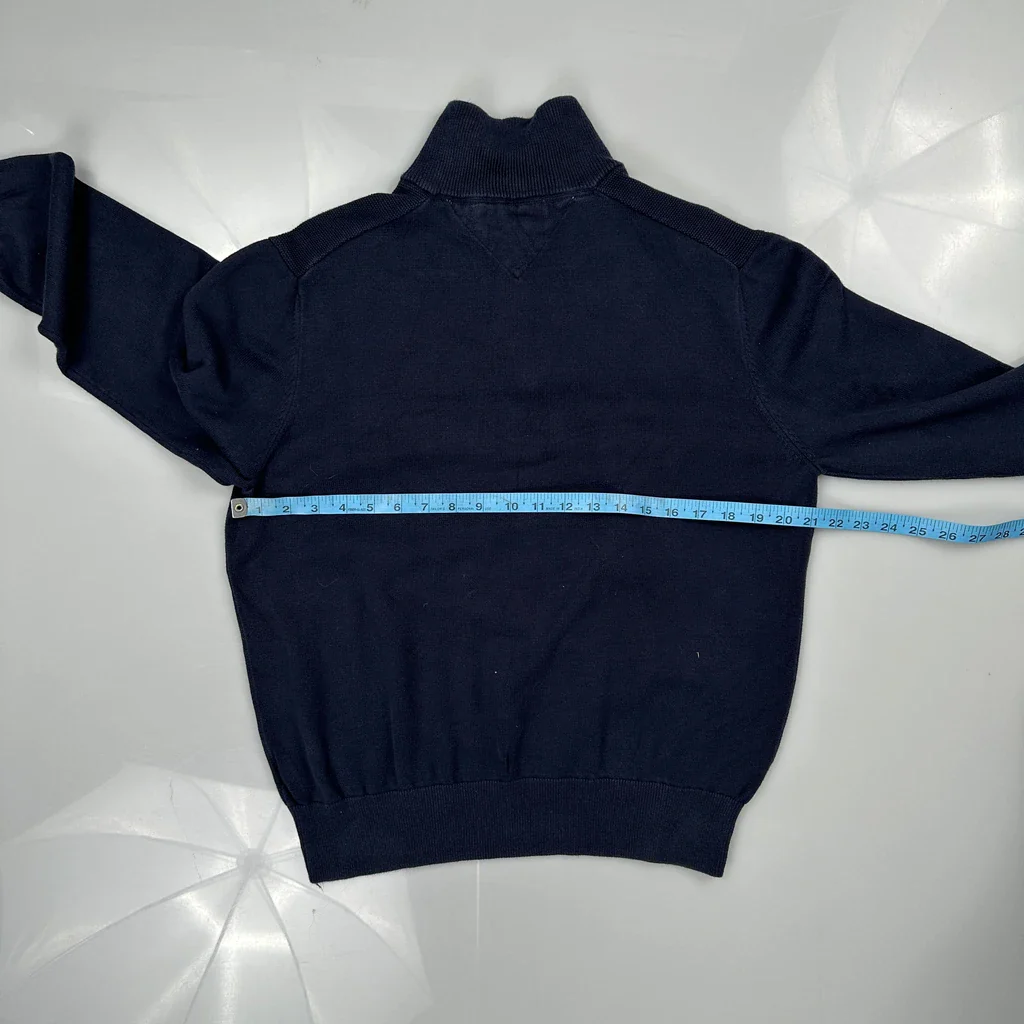 Tommy Hilfiger 1/4 Zip - Medium Navy Cotton - Image 3
