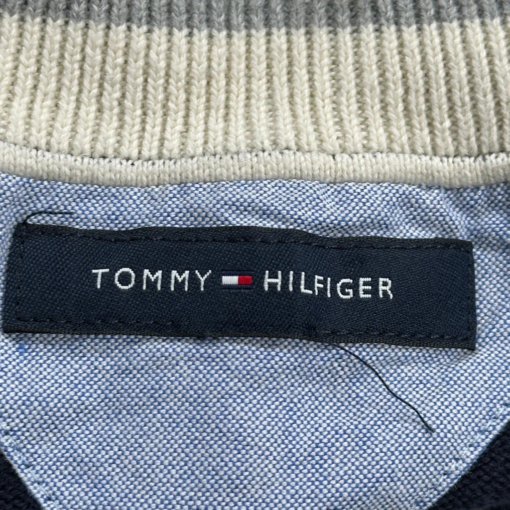Tommy Hilfiger 1/4 Zip - Medium Navy Cotton - Image 4