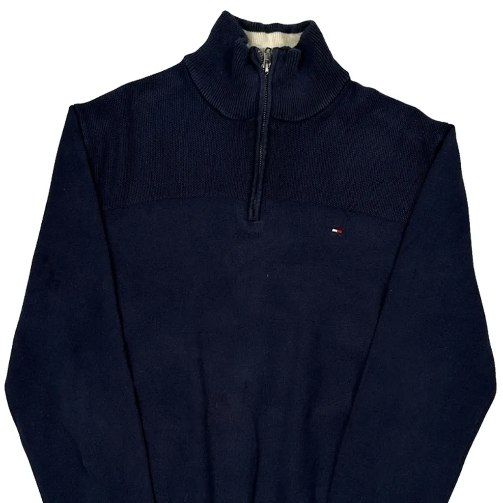Tommy Hilfiger 1/4 Zip - Medium Navy Cotton - Image 5
