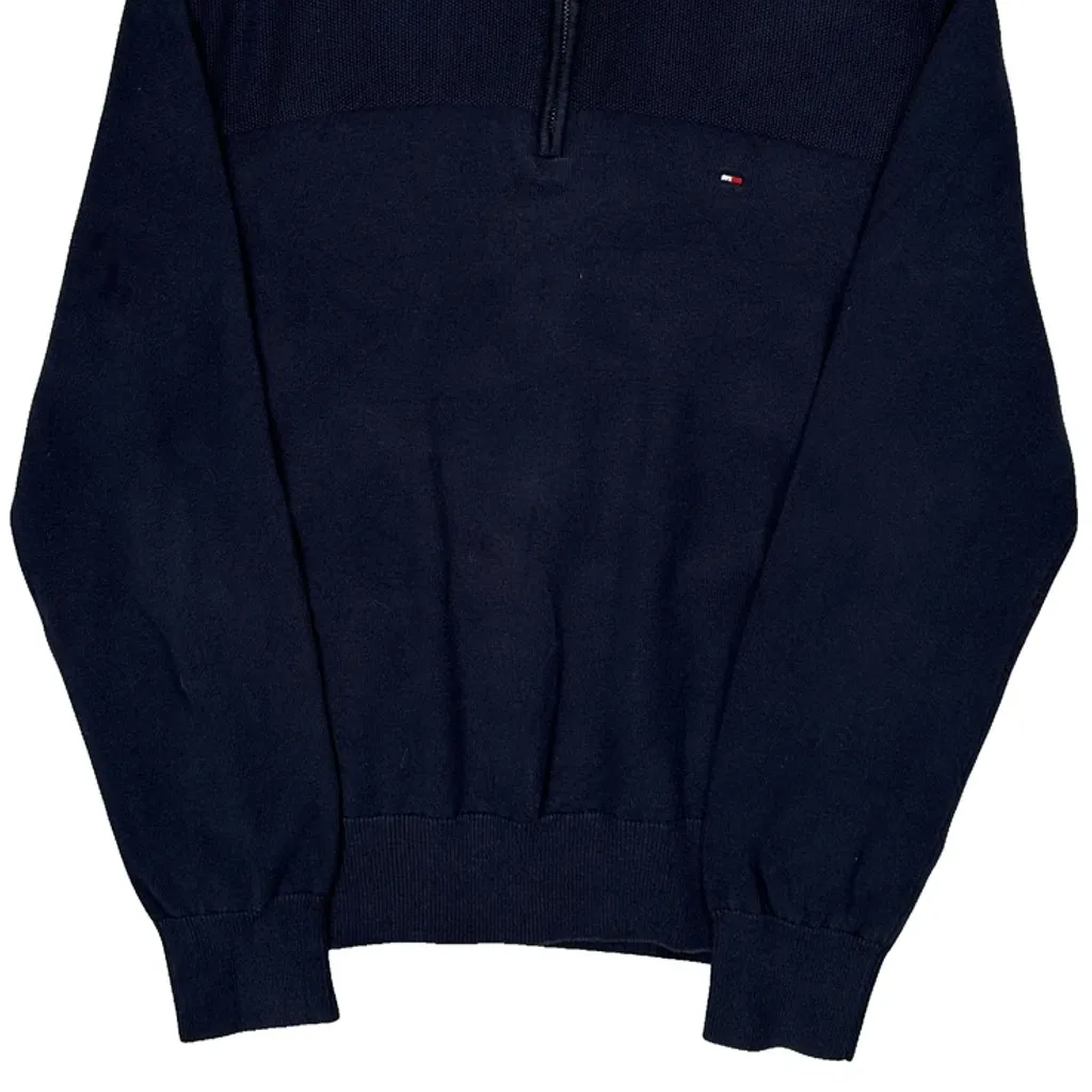 Tommy Hilfiger 1/4 Zip - Medium Navy Cotton - Image 6