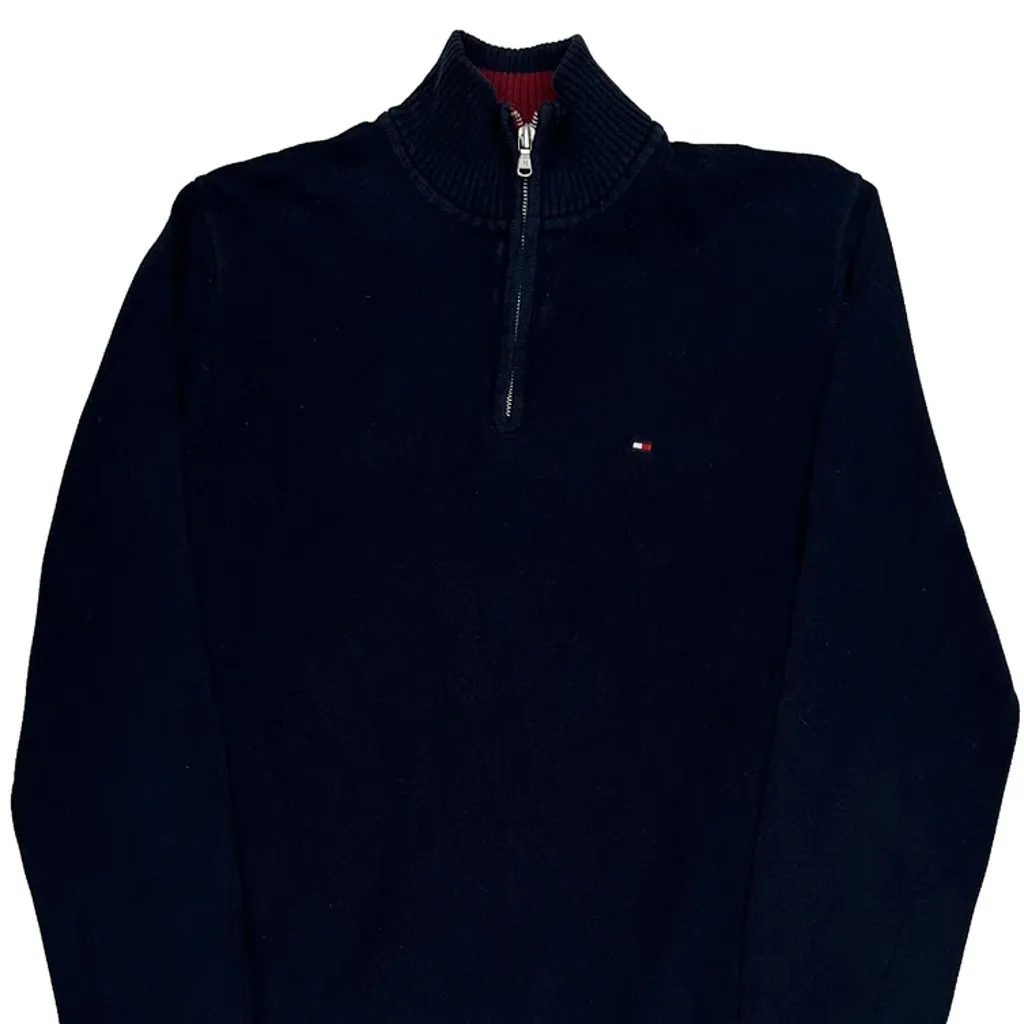 Tommy Hilfiger 1/4 Zip - Medium Navy Cotton - Image 4