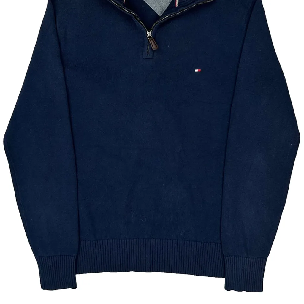 Tommy Hilfiger 1/4 Zip - Medium Navy Cotton - Image 3