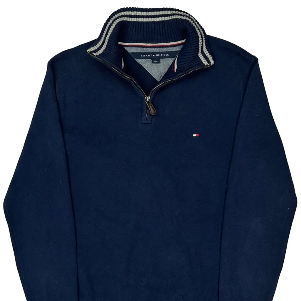 Tommy Hilfiger 1/4 Zip - Medium Navy Cotton - Image 4