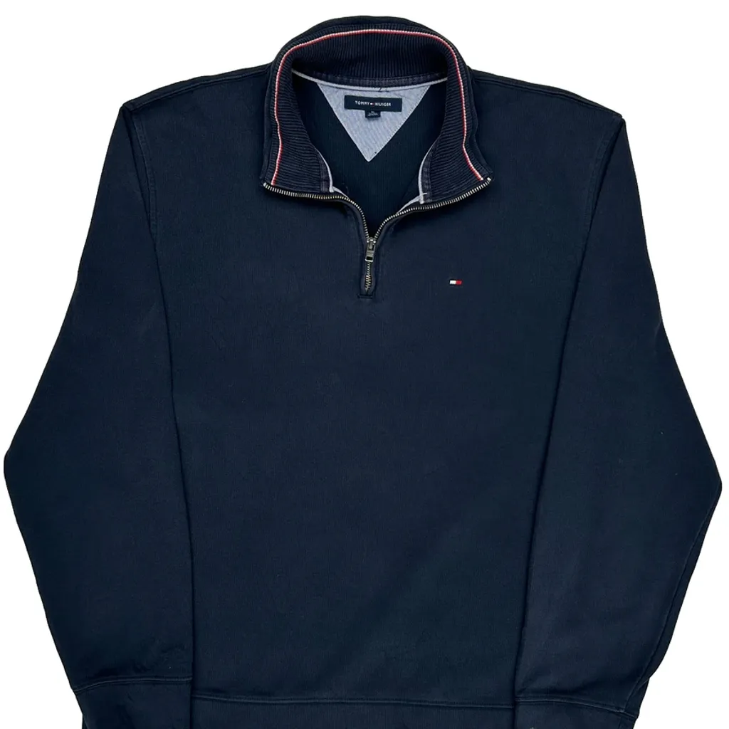 Tommy Hilfiger 1/4 Zip - XL Navy Cotton - Image 4