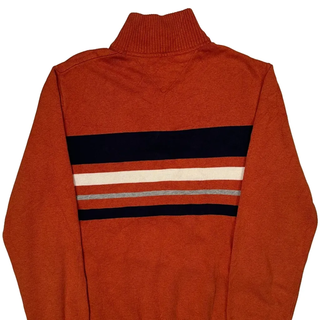 Tommy Hilfiger Striped 1/4 Zip - Large Orange Cotton - Image 6