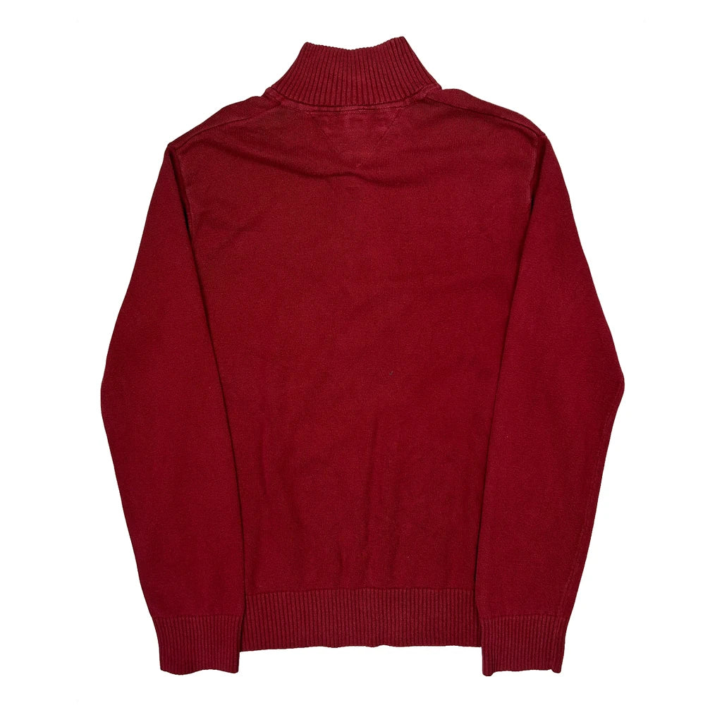 Tommy Hilfiger 1/4 Zip - Large Red Cotton - Image 2