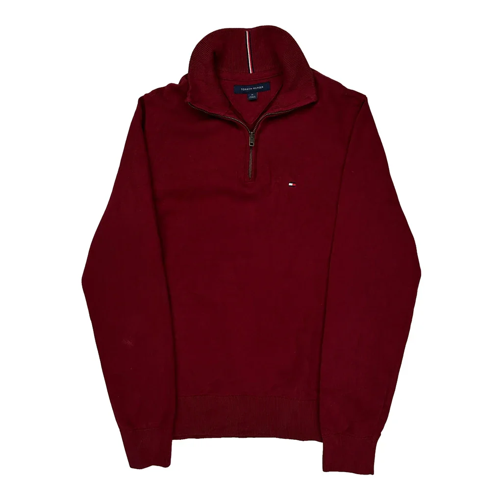 Tommy Hilfiger 1/4 Zip - Medium Red Cotton