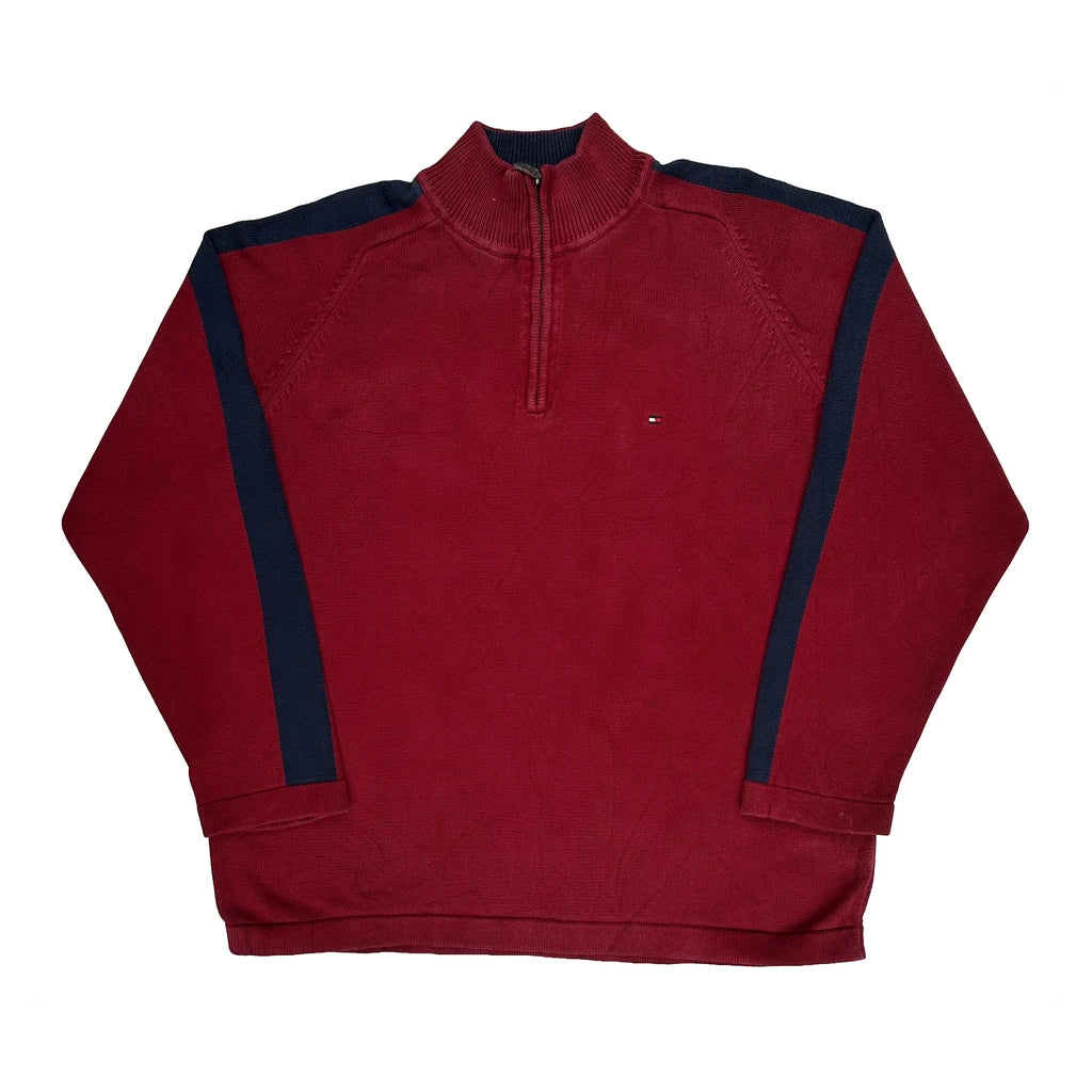 Tommy Hilfiger 1/4 Zip - XL Red Cotton