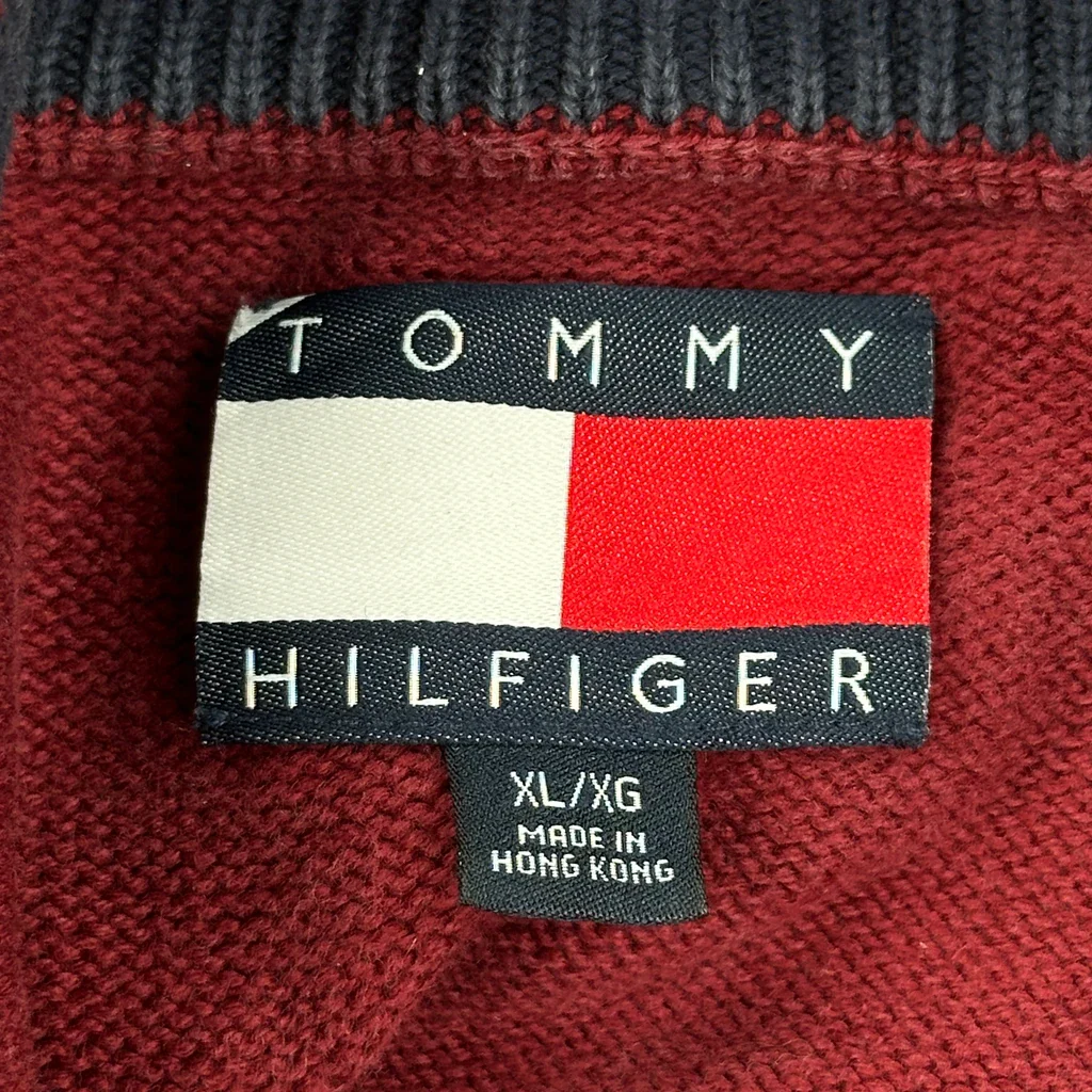 Tommy Hilfiger 1/4 Zip - XL Red Cotton - Image 3