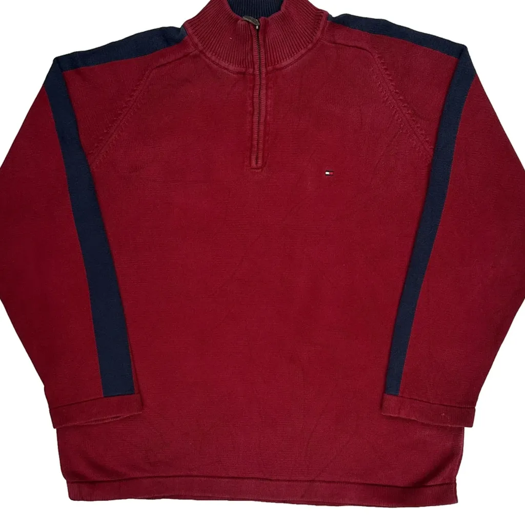 Tommy Hilfiger 1/4 Zip - XL Red Cotton - Image 5
