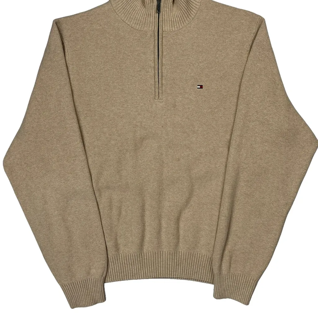 Tommy Hilfiger 1/4 Zip - Medium Beige Cotton - Image 4
