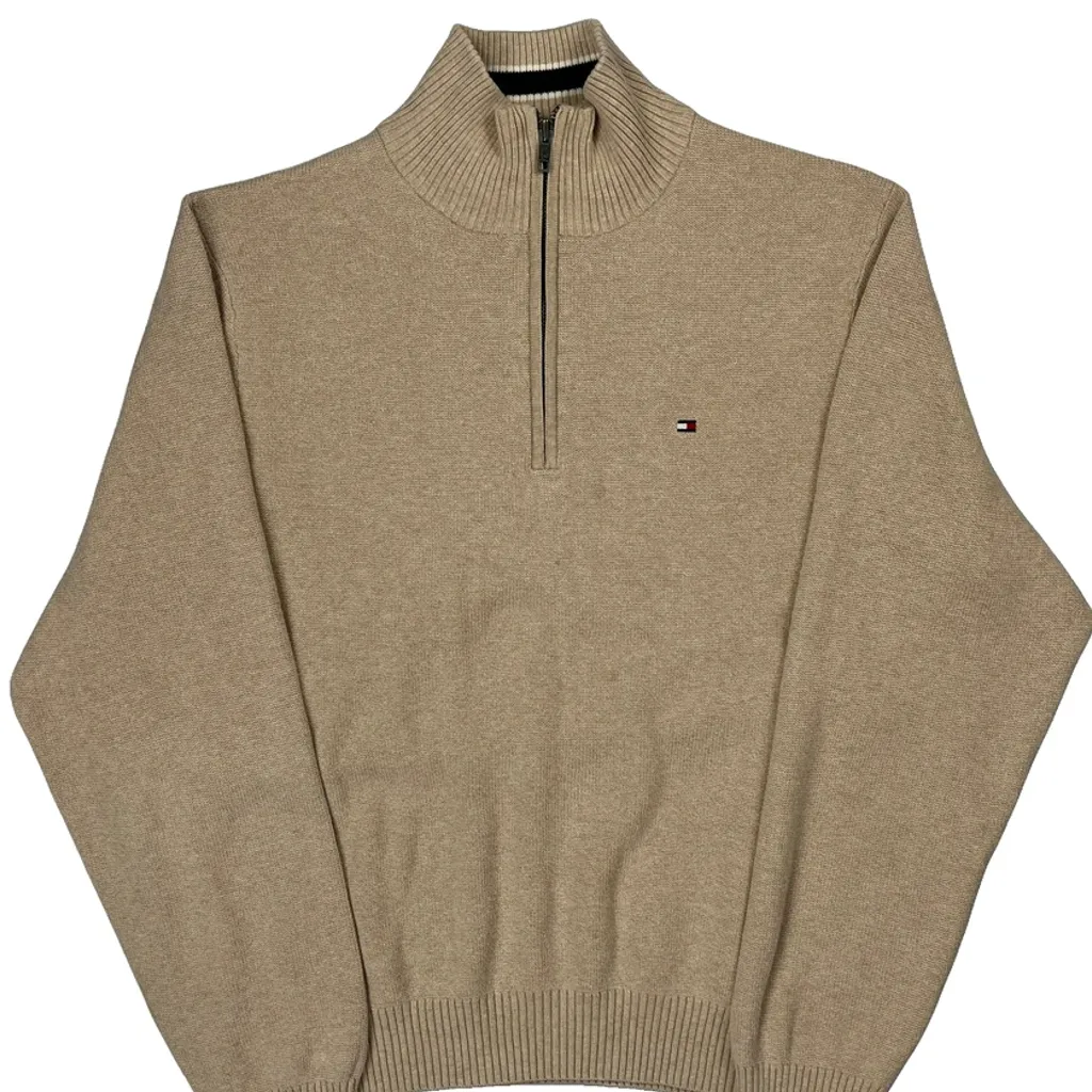 Tommy Hilfiger 1/4 Zip - Medium Beige Cotton - Image 5