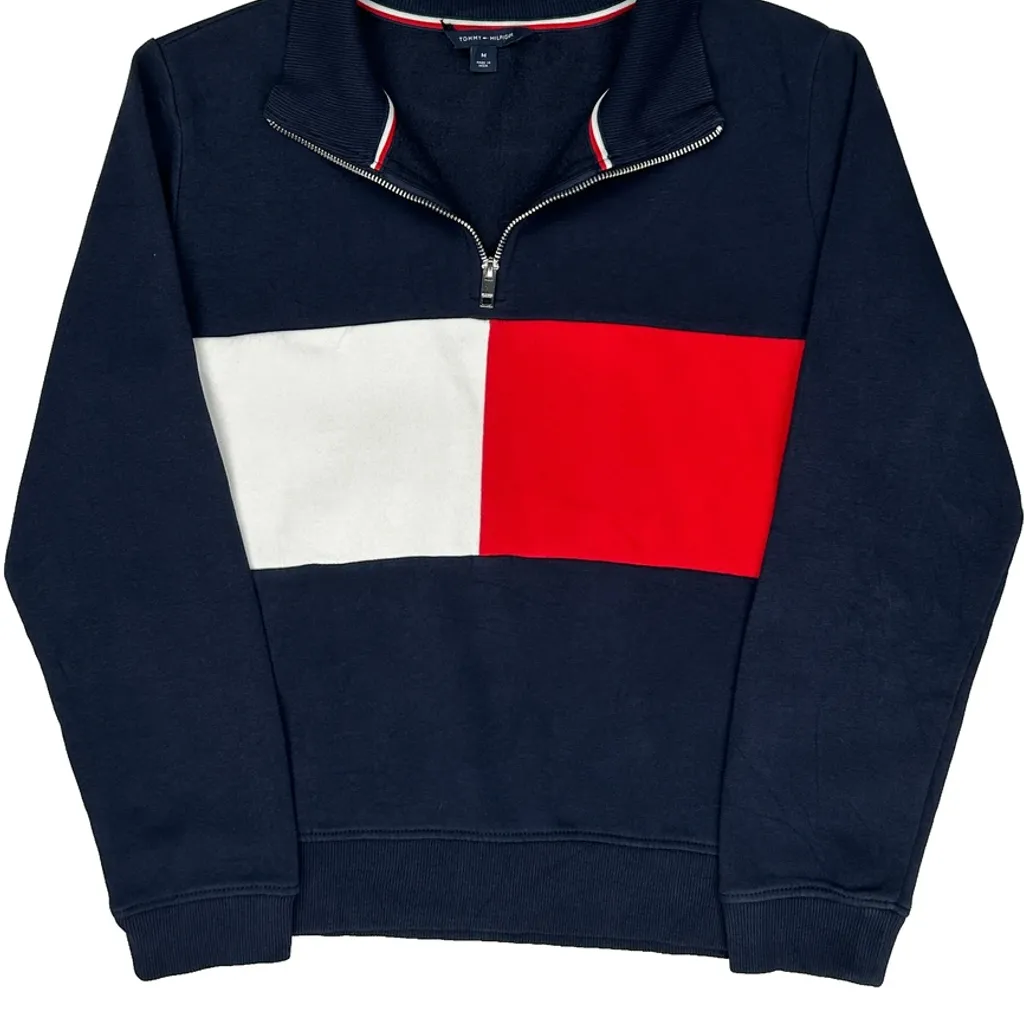 Tommy Hilfiger 1/4 Zip - Medium Navy Cotton - Image 5