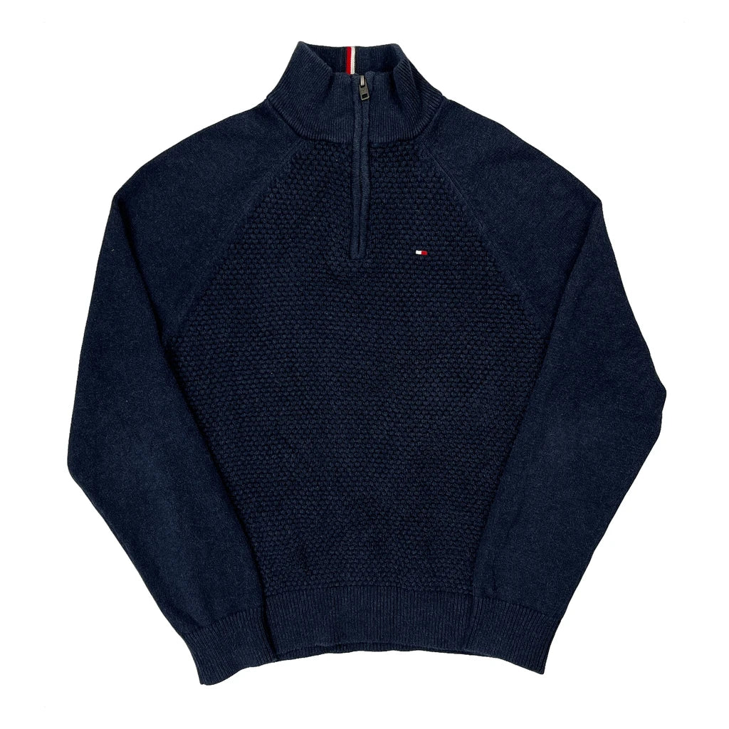 Tommy Hilfiger 1/4 Zip - XS Navy Cotton Blend