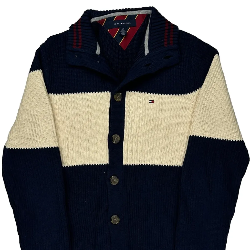 Tommy Hilfiger Striped Cardigan - Small Cream Cotton - Image 4