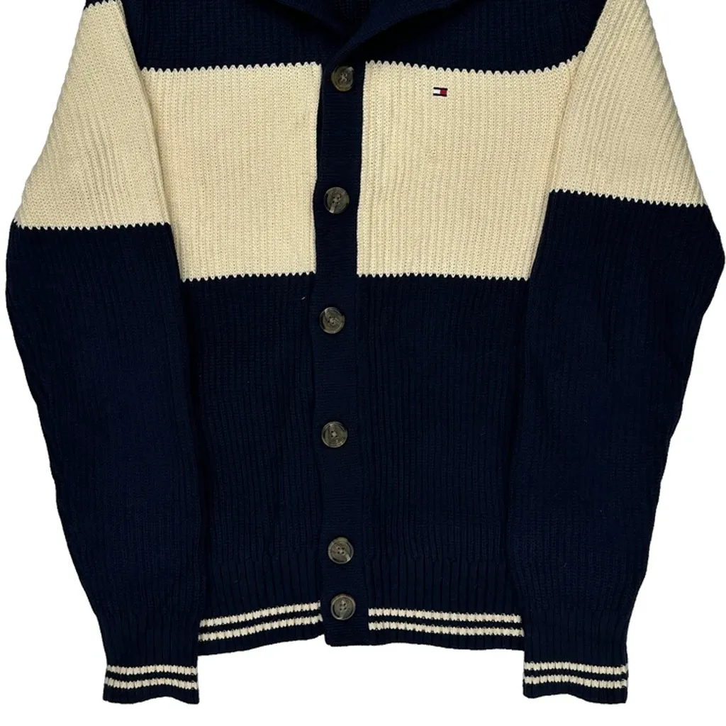 Tommy Hilfiger Striped Cardigan - Small Cream Cotton - Image 5
