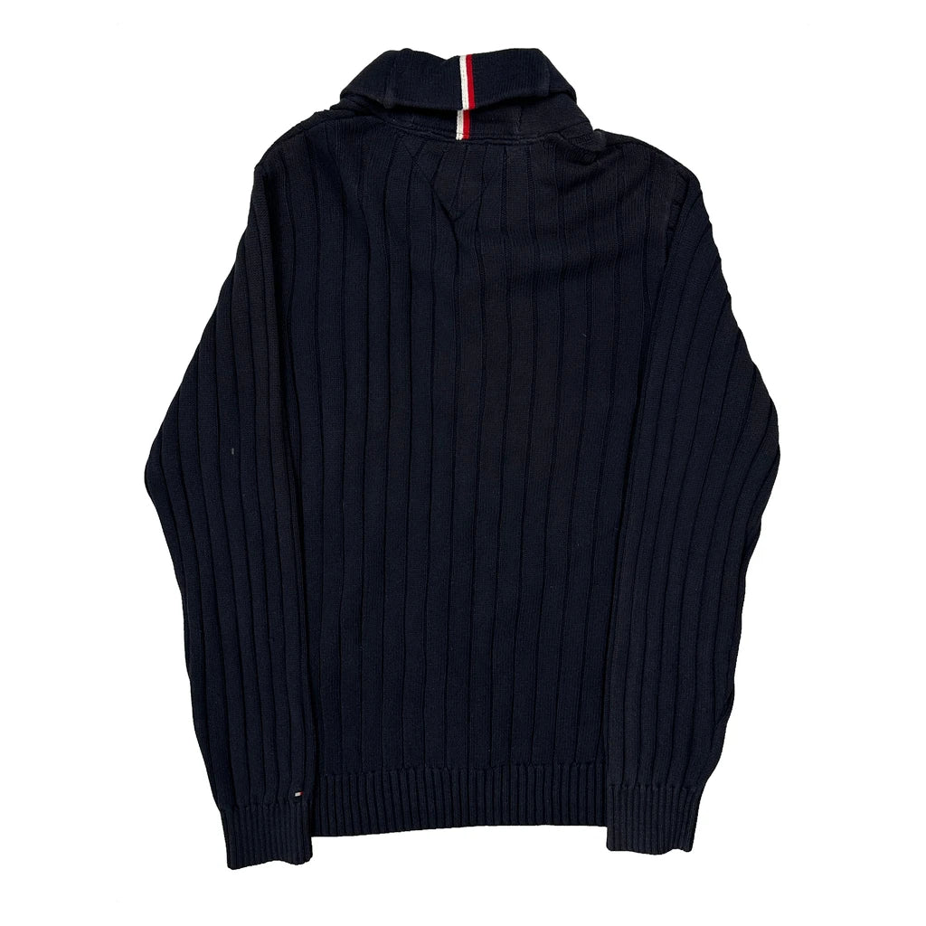 Tommy Hilfiger Striped Cardigan - Large Navy Cotton - Image 2