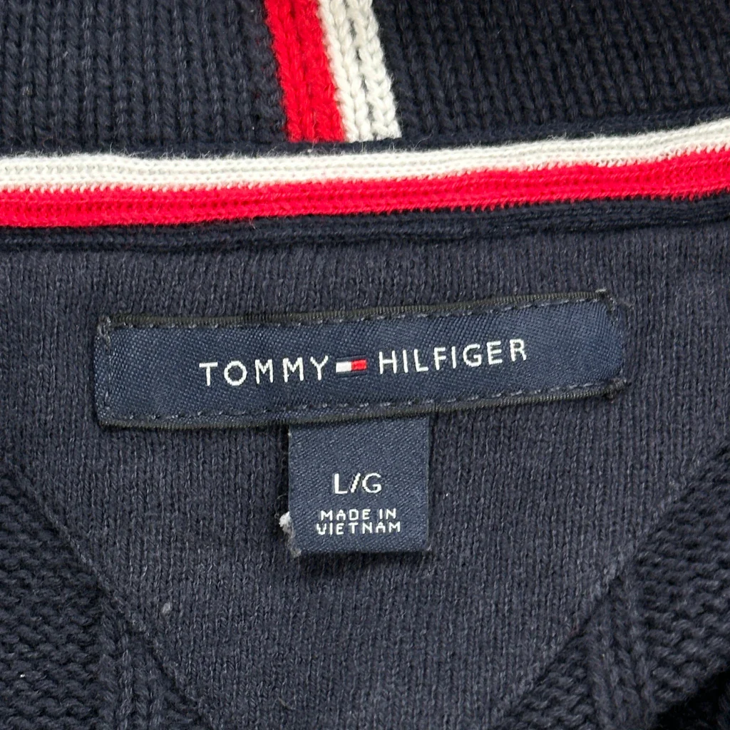 Tommy Hilfiger Striped Cardigan - Large Navy Cotton - Image 3