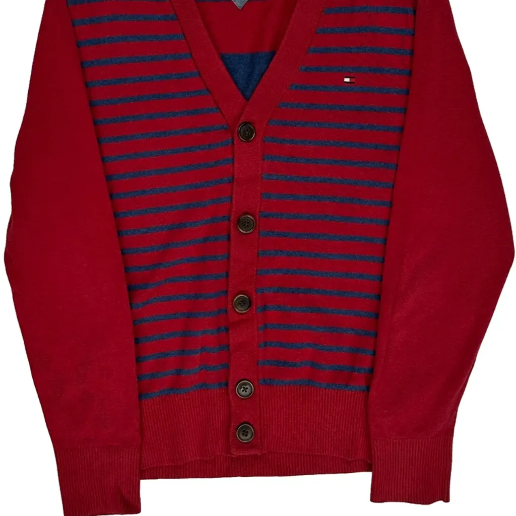 Tommy Hilfiger Striped Cardigan - XS Red Cotton - Image 5