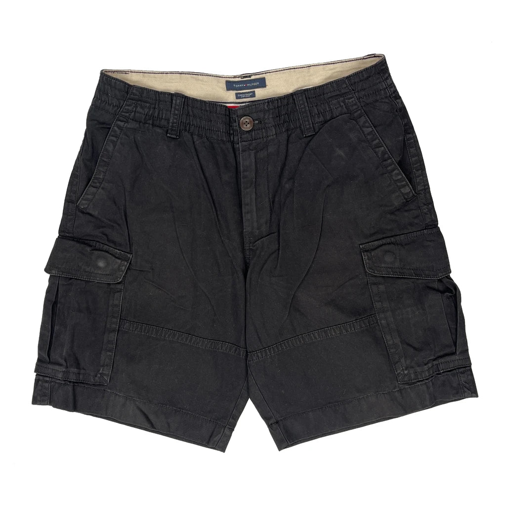 Tommy Hilfiger Cargo Shorts - 32W 10L Black Cotton - Image 2