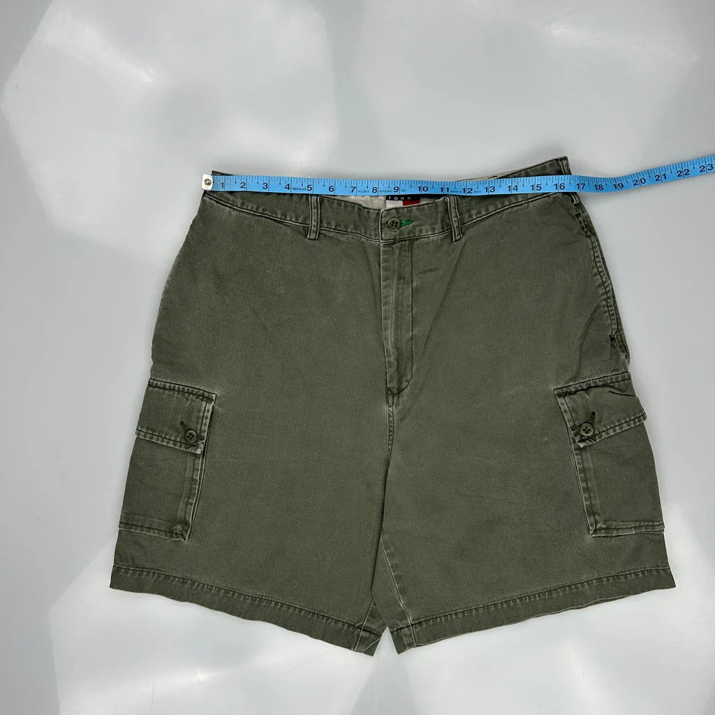 Tommy Hilfiger Cargo Shorts - 32W 8L Green Cotton - Image 3