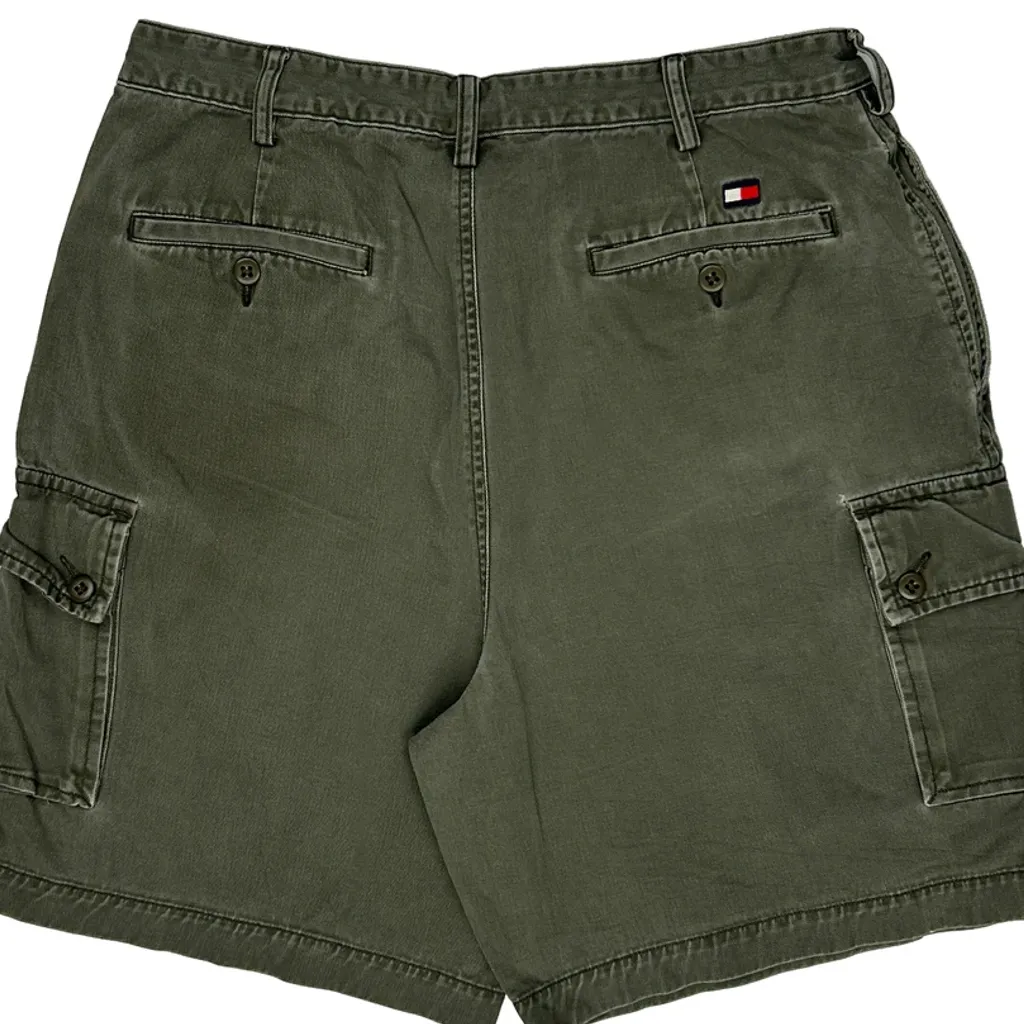 Tommy Hilfiger Cargo Shorts - 32W 8L Green Cotton - Image 7