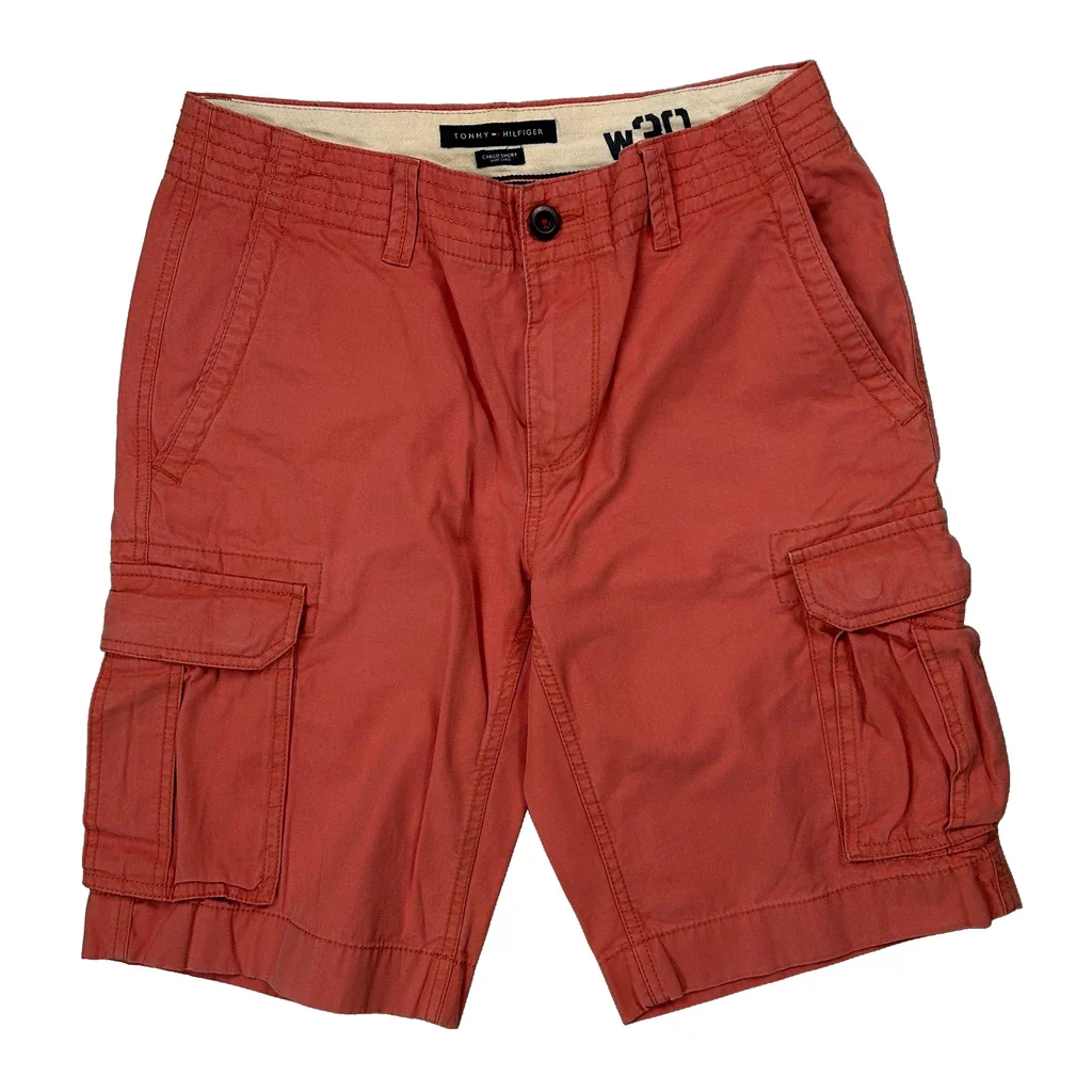 Tommy Hilfiger Cargo Shorts - 30W 10L Red Cotton - Image 2