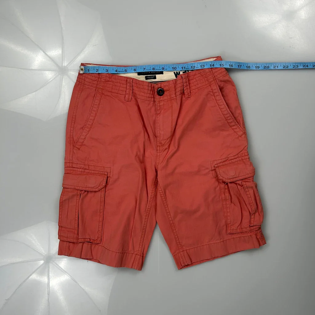 Tommy Hilfiger Cargo Shorts - 30W 10L Red Cotton - Image 3