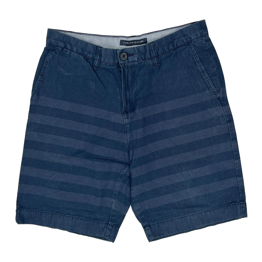 Tommy Hilfiger Striped Chino Shorts - 31W 10L Blue Cotton - Image 2