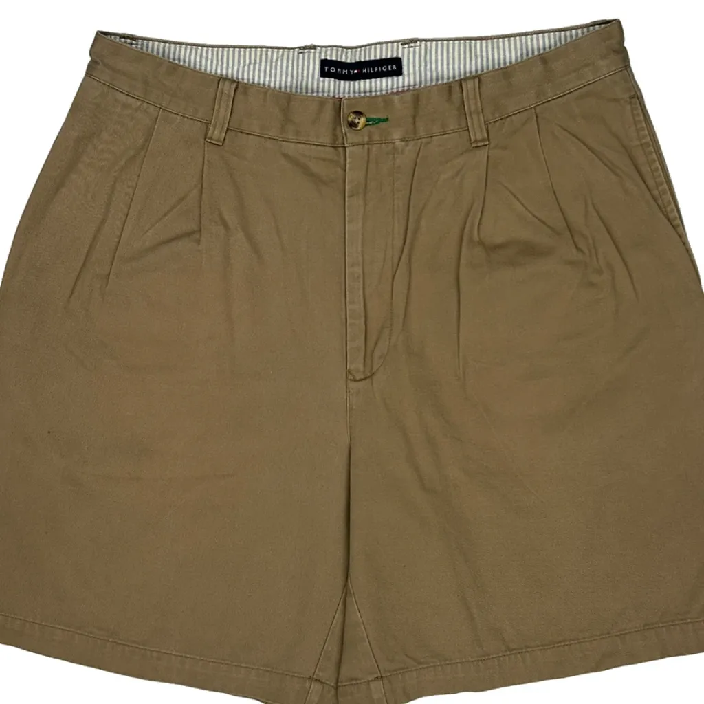 Tommy Hilfiger Pleated Chino Shorts - 34W 6L Brown Cotton - Image 10