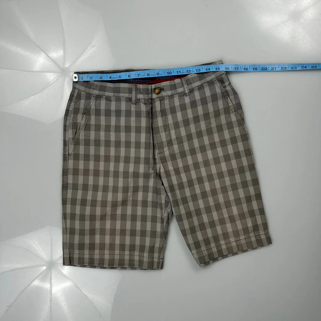 Tommy Hilfiger Checked Chino Shorts - 31W 10L Grey Cotton - Image 3