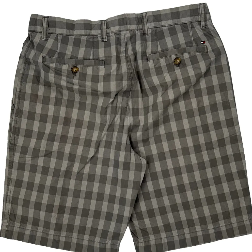 Tommy Hilfiger Checked Chino Shorts - 31W 10L Grey Cotton - Image 6