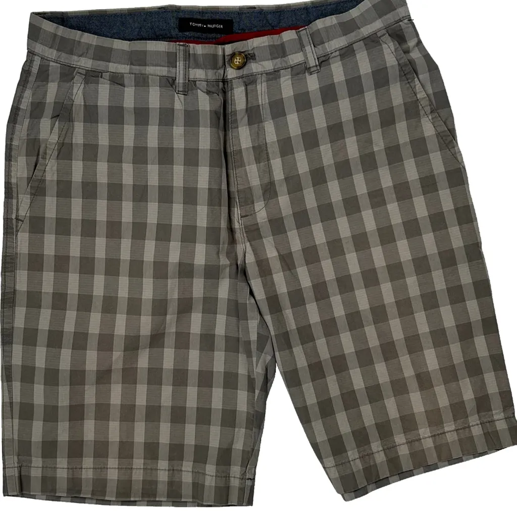 Tommy Hilfiger Checked Chino Shorts - 31W 10L Grey Cotton - Image 8
