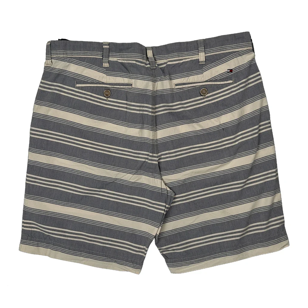 Tommy Hilfiger Striped Chino Shorts - 38W 10L Grey Cotton