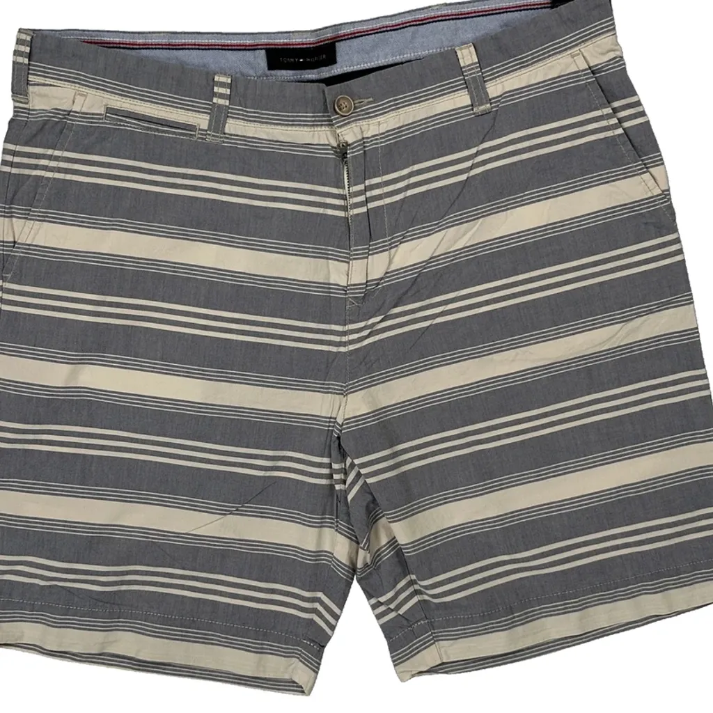 Tommy Hilfiger Striped Chino Shorts - 38W 10L Grey Cotton - Image 9