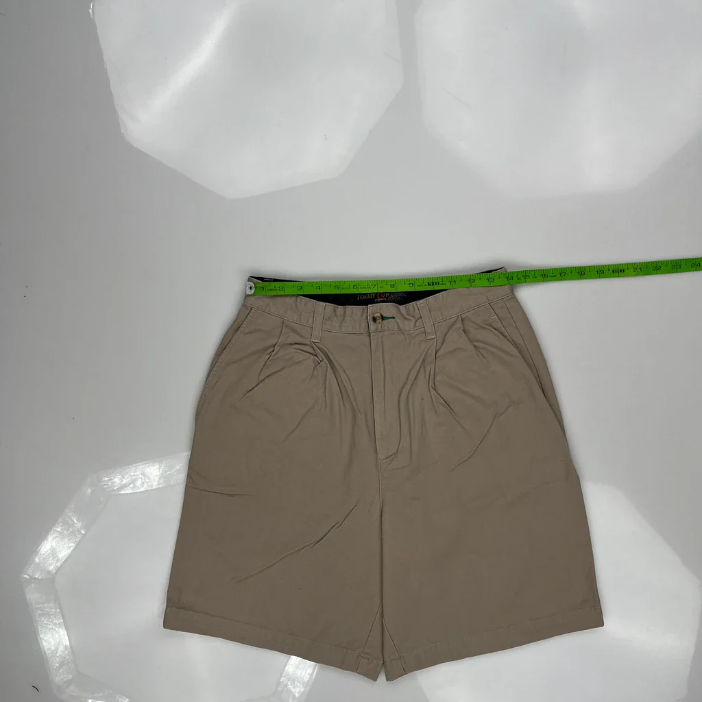 Tommy Hilfiger Pleated Chino Shorts - 28W 7L Khaki Cotton - Image 3