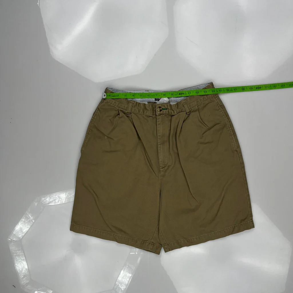 Tommy Hilfiger Pleated Chino Shorts - 28W 7L Khaki Cotton - Image 3