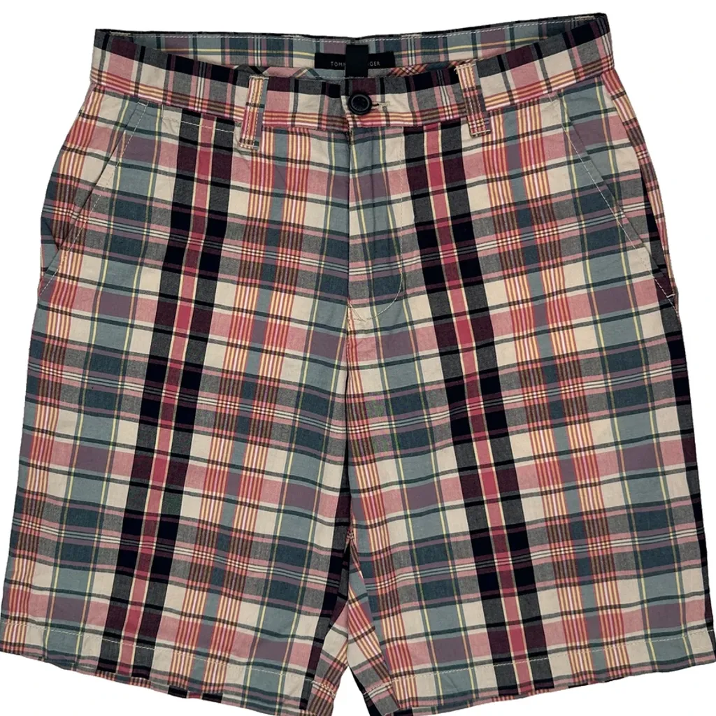 Tommy Hilfiger Checked Chino Shorts - 32W 9L Multicoloured Cotton - Image 10