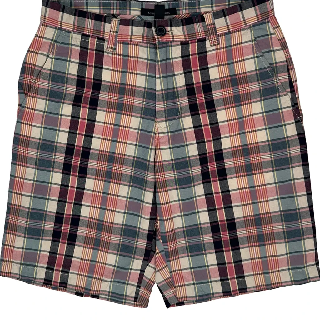 Tommy Hilfiger Checked Chino Shorts - 32W 9L Multicoloured Cotton - Image 9