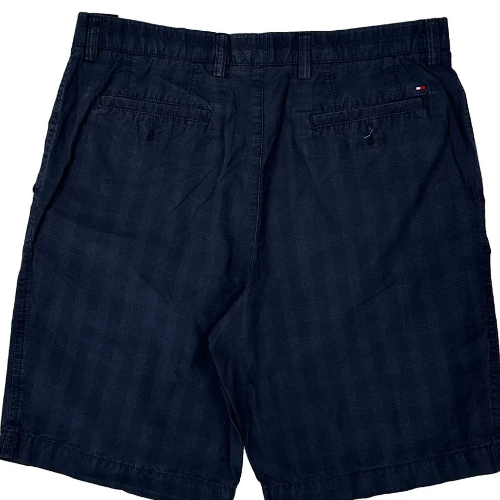 Tommy Hilfiger Checked Chino Shorts - 33W 11L Navy Cotton - Image 7