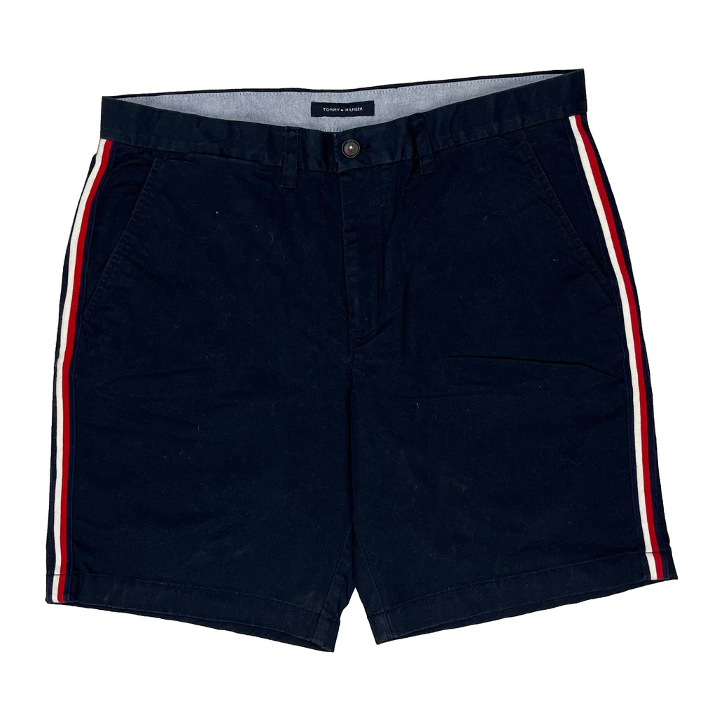Tommy Hilfiger Striped Chino Shorts - 36W 9L Navy Cotton - Image 2