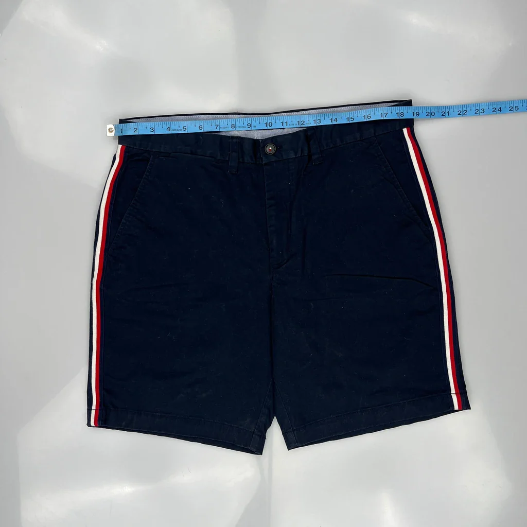 Tommy Hilfiger Striped Chino Shorts - 36W 9L Navy Cotton - Image 3
